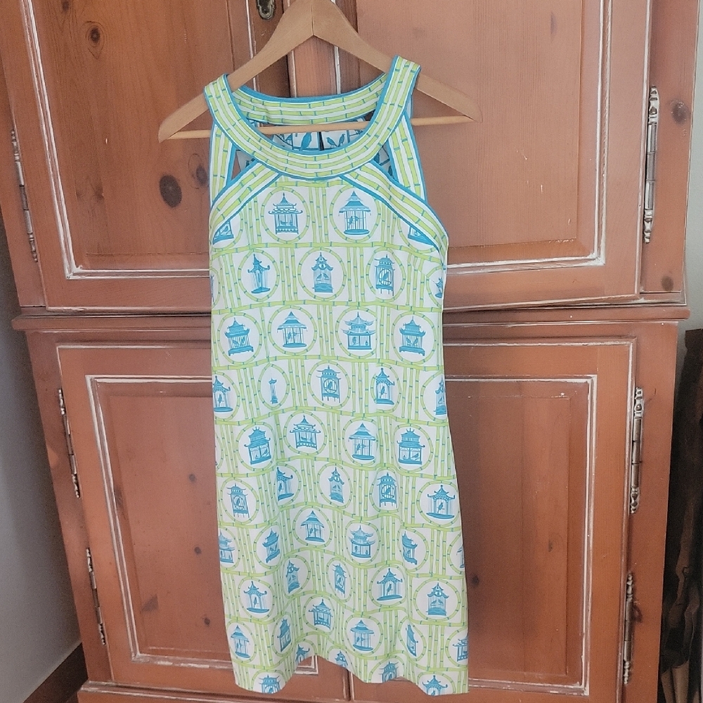 Gretchen Scott Designs Vibrant Green and Blue Dress